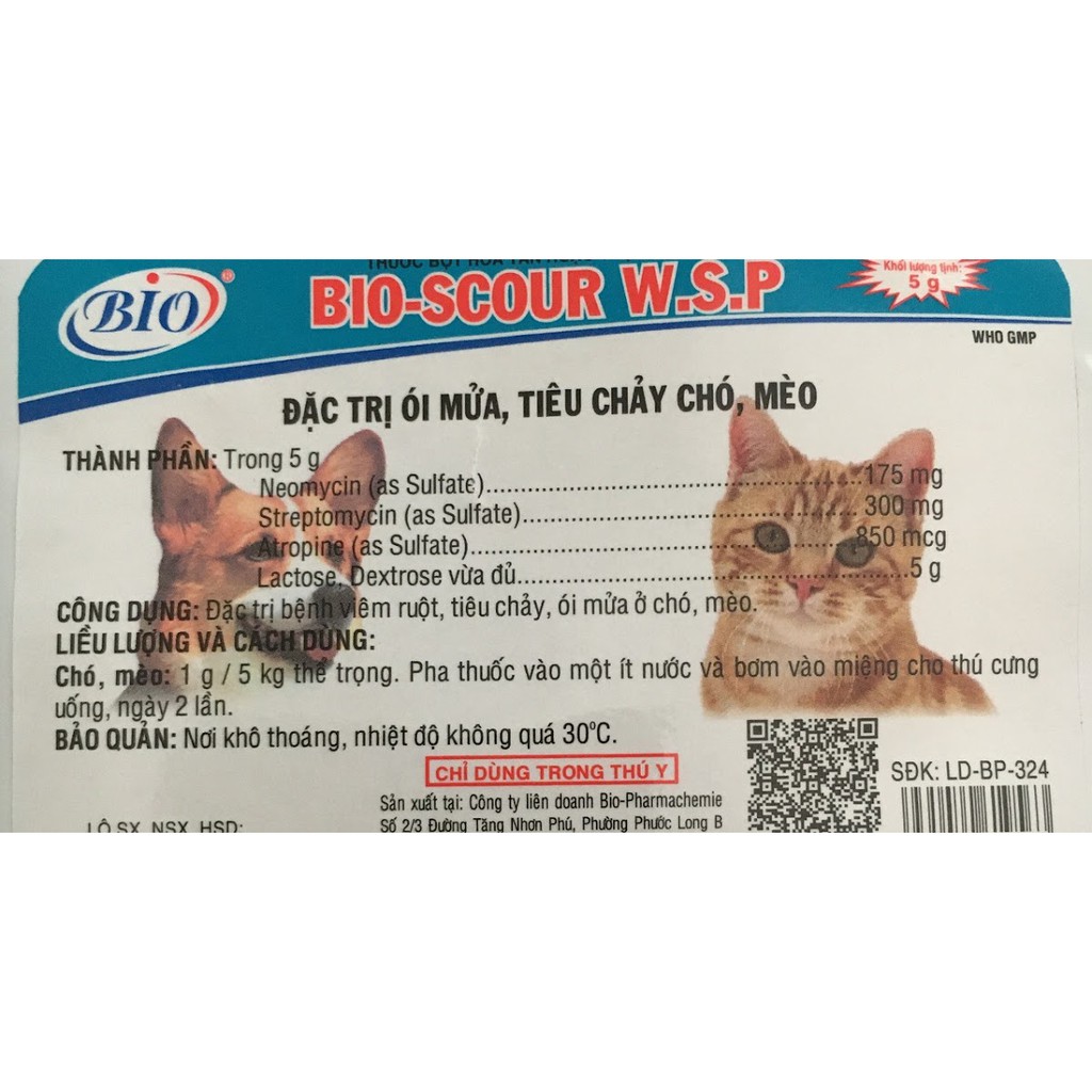 COMBO 1 - 2 - 5 Gói Bio Scour Cho Chó Mèo Tiêu Chảy Ói