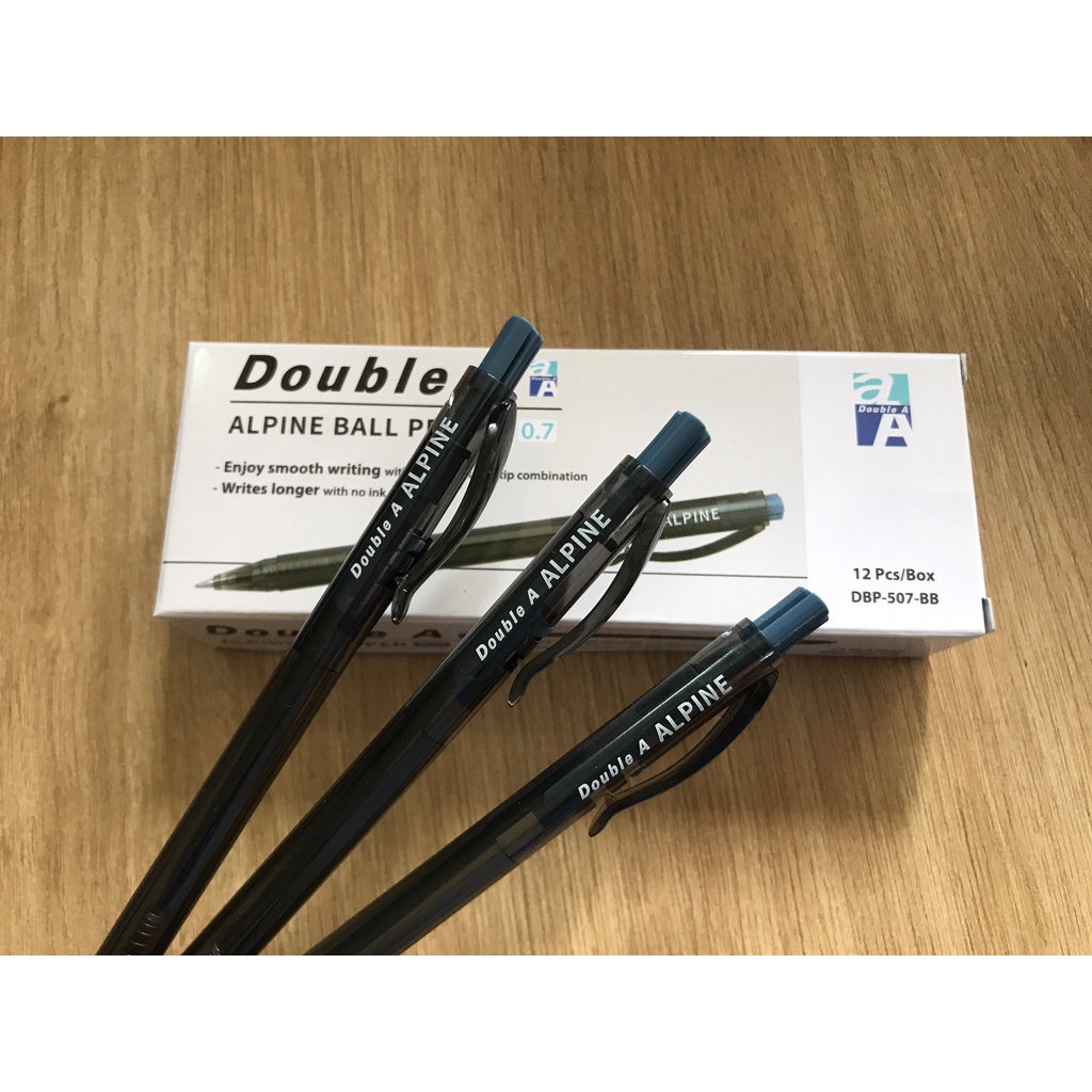 Bút bi Double A Tritouch xanh đầu bút 0.7mm cho nét bút đậm SUKADO