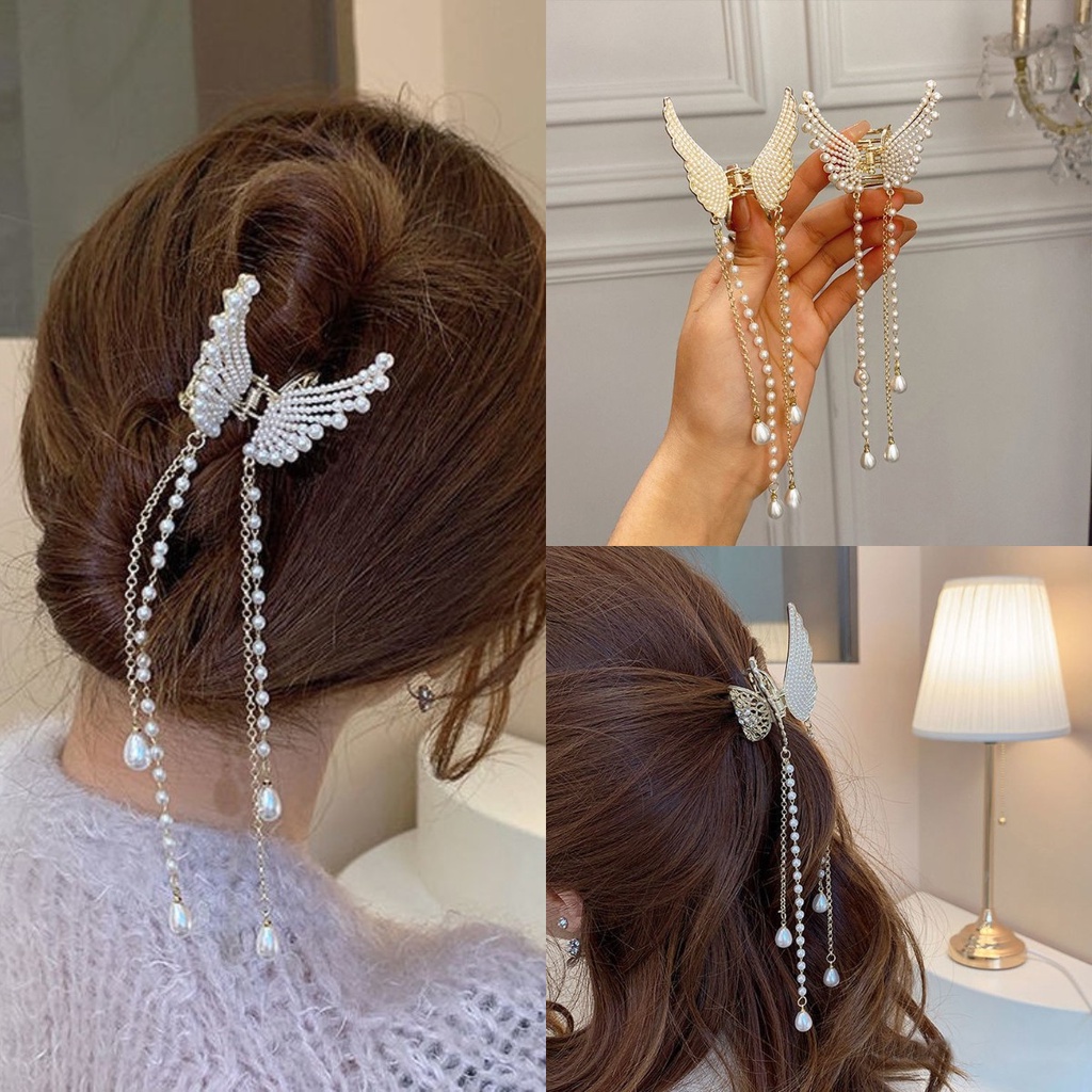 Kẹp Tóc Hình Bướm Phối Tua Rua Phong Cách Hàn Quốc Thời Trang 2022