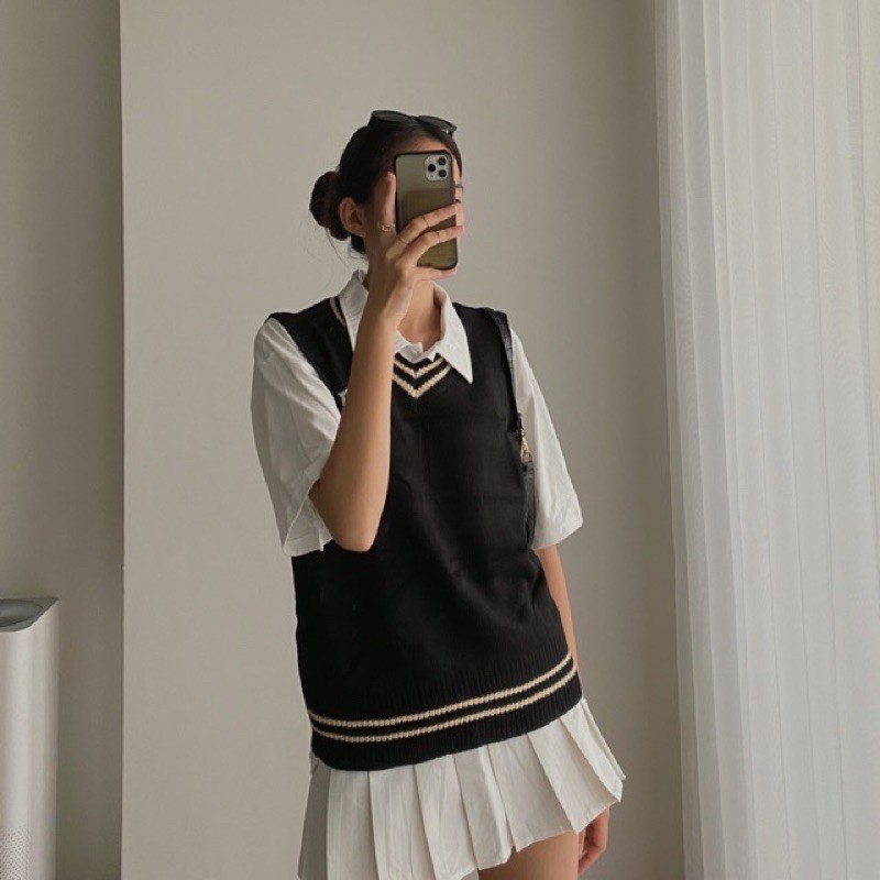 Áo gile len ulzzang nữ dáng Hàn Quốc, chất len đẹp không bai xù - 011 | BigBuy360 - bigbuy360.vn