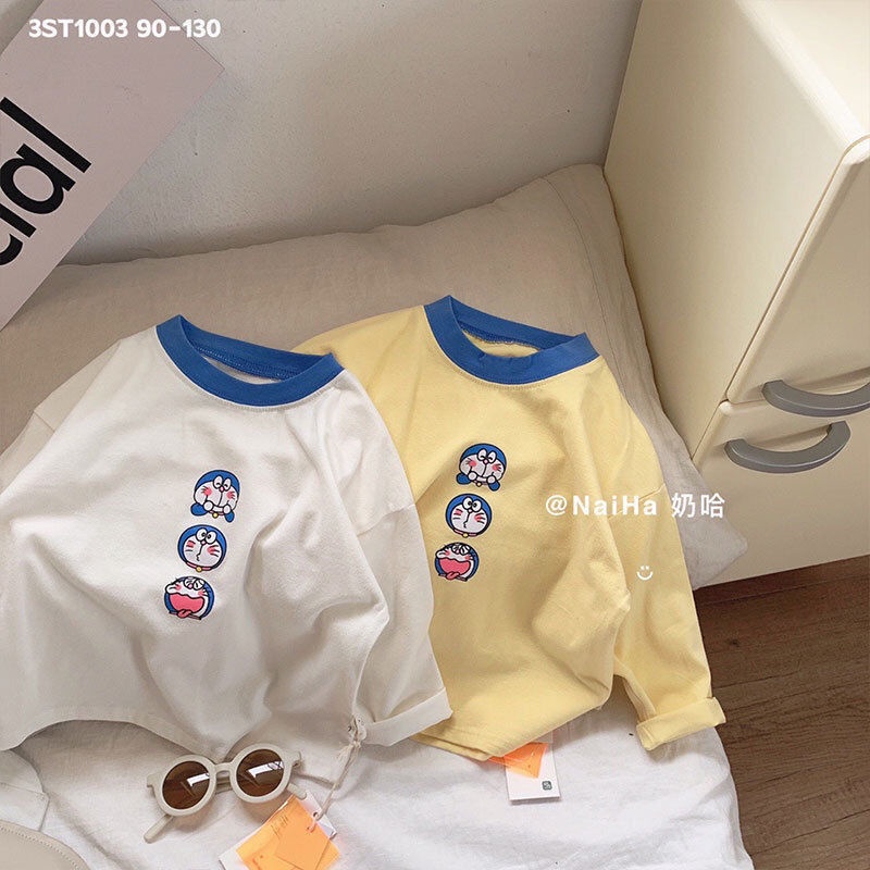 Áo Thun Tay Dài In Họa Tiết Hoạt Hình Phong Cách Hàn Quốc Dễ Phối Đồ Thời Trang Mùa Xuân Cho Bé Trai Và Gái