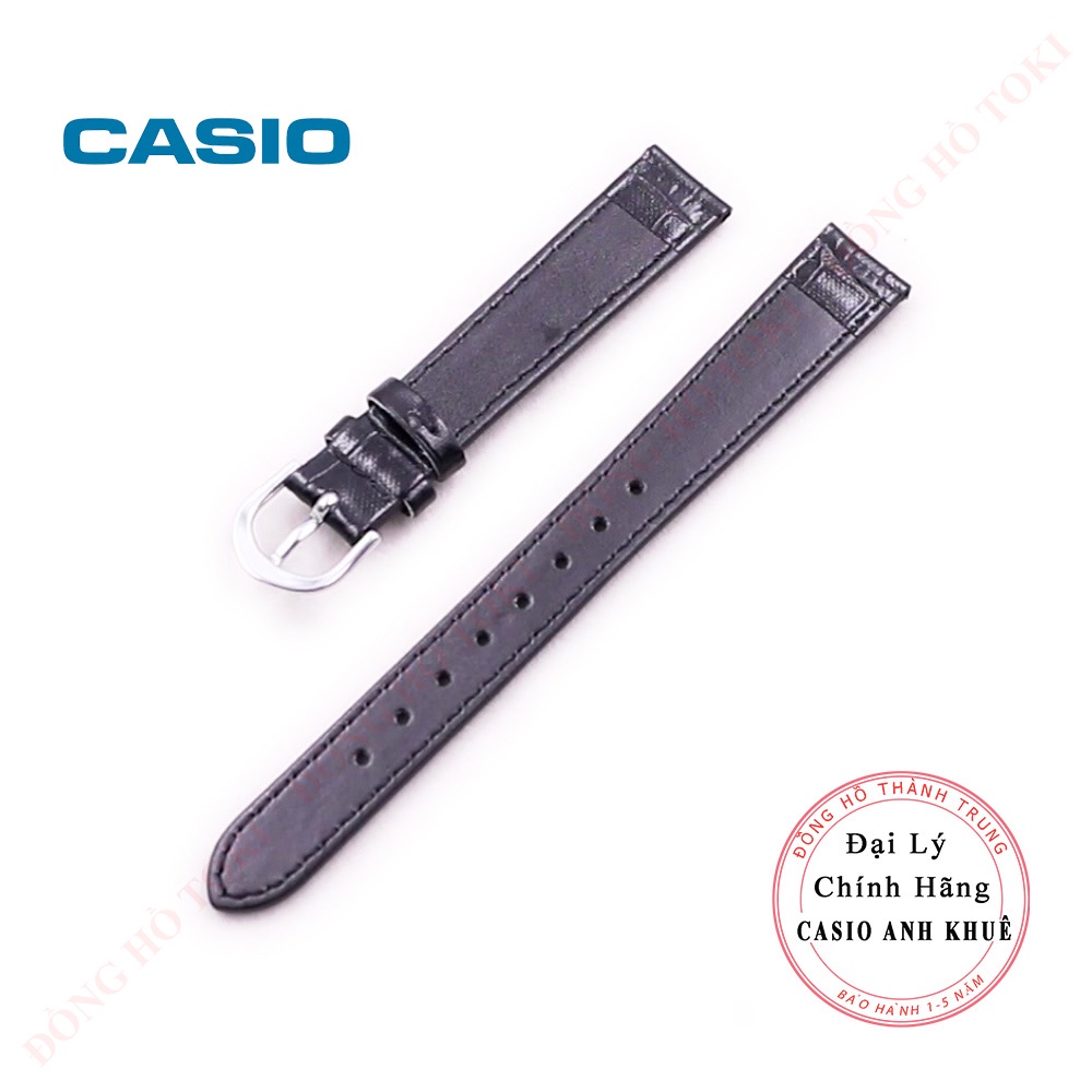 Dây da đồng hồ casio LTP-V001 chính hãng da đen cỡ 14mm