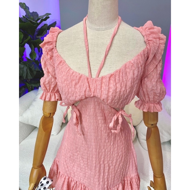 Set đầm đom đóm công chúa form ngắn gồm áo bèo nhún + đầm ngắn dễ thương