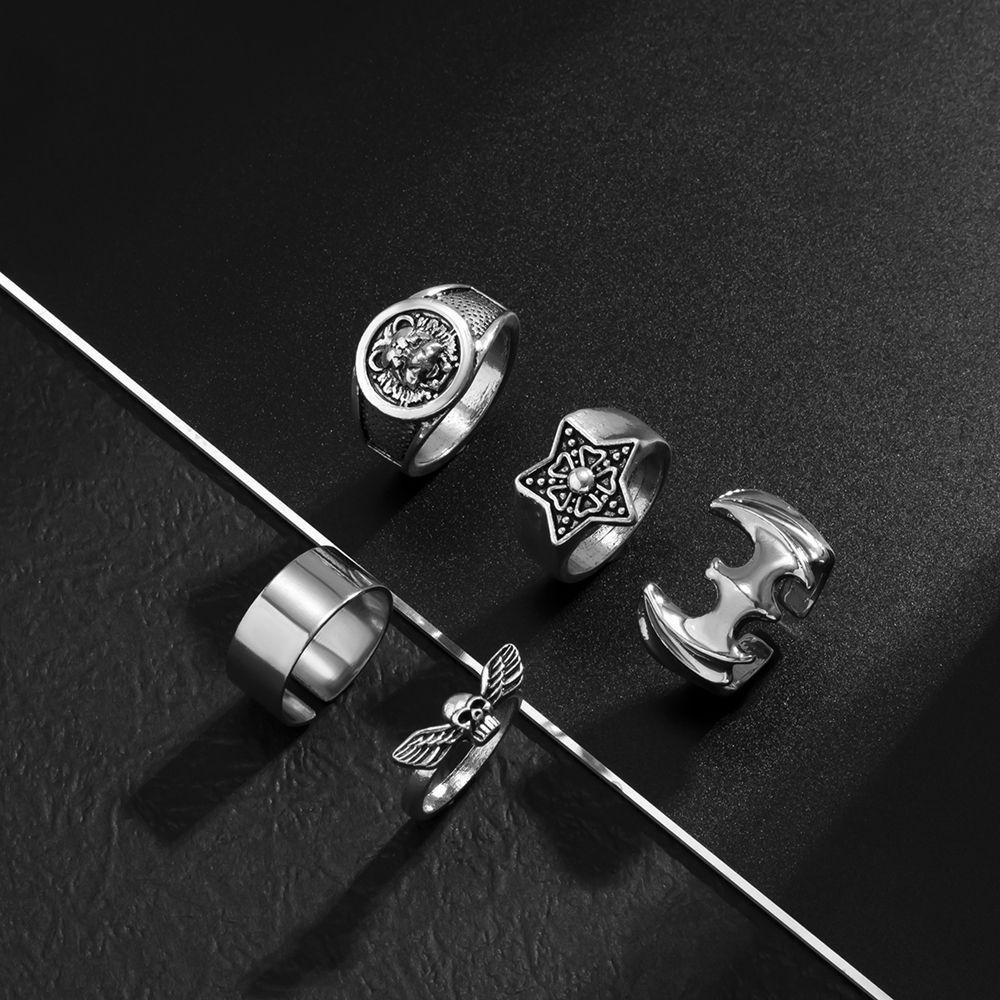 Nhẫn Nam VANES1 Hình Rắn Phong Cách Hip hop Cổ Điển|Nhẫn Hở Hình Đầu Lâu Phong Cách Dân Tộc Cá Tính Cho Nam