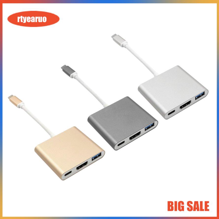 (199K) Bộ Chuyển Đổi Usb 3.1 Type-C Sang 4k Hdmi Usb 3.0 3 Trong 1 Cho Apple Macbook