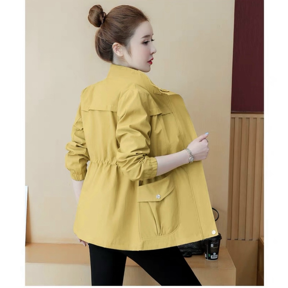 Áo Khoác Kaki Nữ Túi Hộp Dây Khóa Kéo Thắt Dây Eo Phong Cách Trẻ Trung Năng Động Siêu Hot Jellyfashion