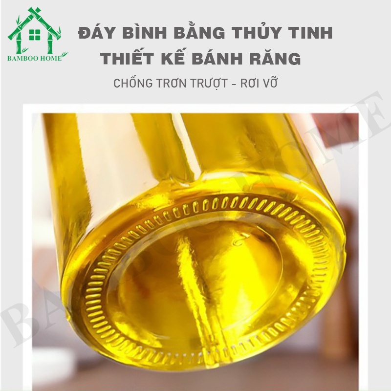 Bình đựng dầu ăn thủy tinh  nắp tự động đóng mở khi rót chống rò rỉ sử dụng tiện lợi - Bamboo Home