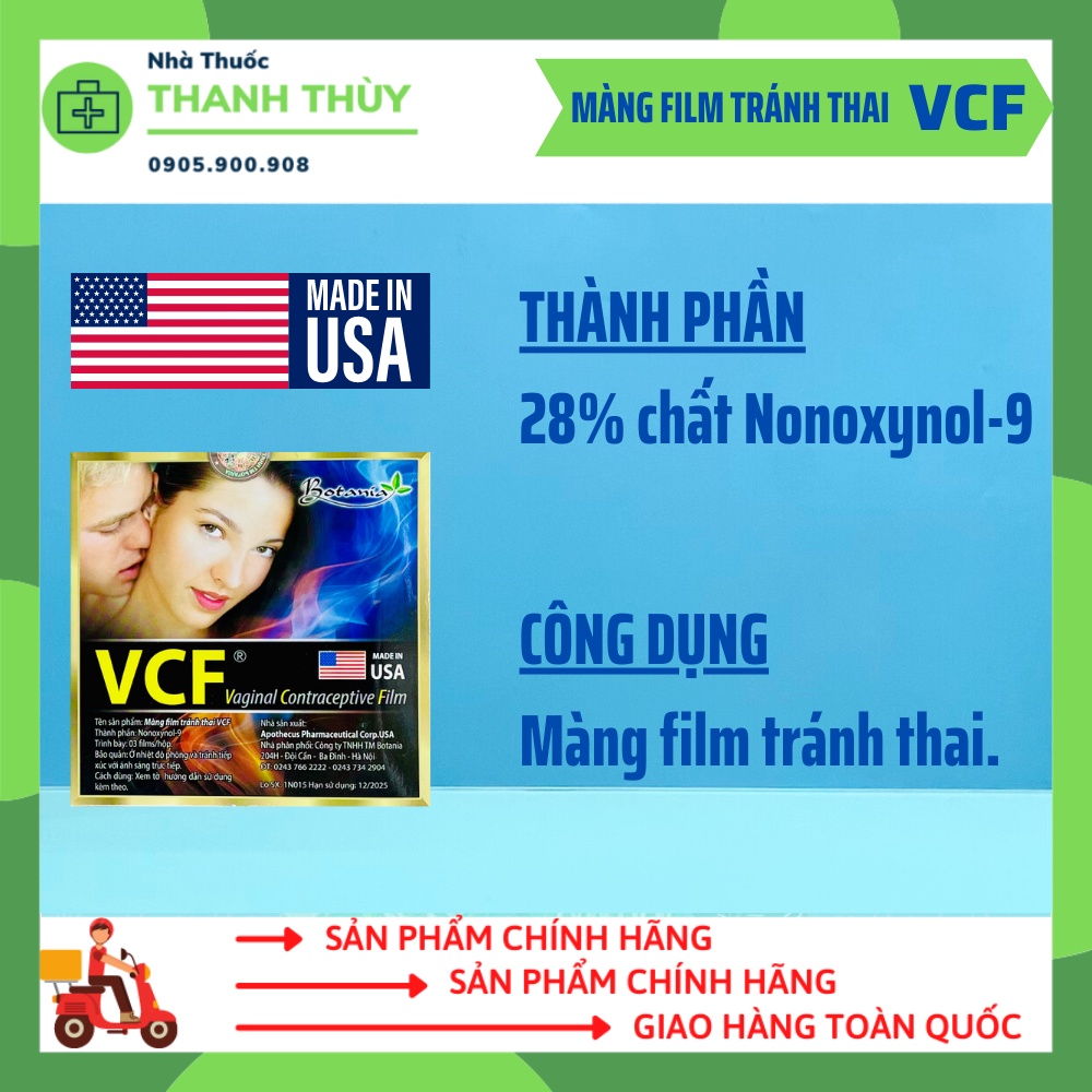 MÀNG FILM TRÁNH THAI VCF HỘP 3 MIẾNG