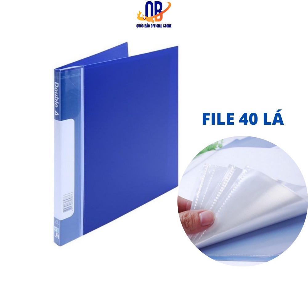 File đựng tài liệu A4 Double A 40 lá - Bìa lá nhiều ngăn cao cấp dùng cho văn phòng - 1 chiếc