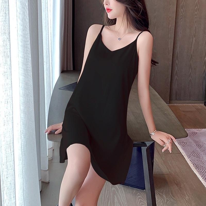Váy Ngủ Nữ VILADY Lụa Pháp cao cấp Trơn Dáng suông V126