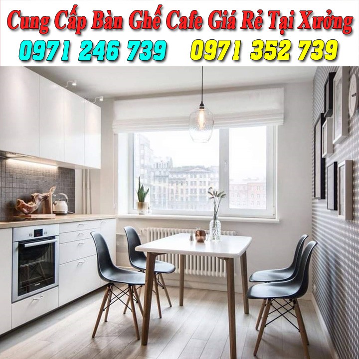 Bàn ghế nhựa chân gỗ trà sữa cao cấp