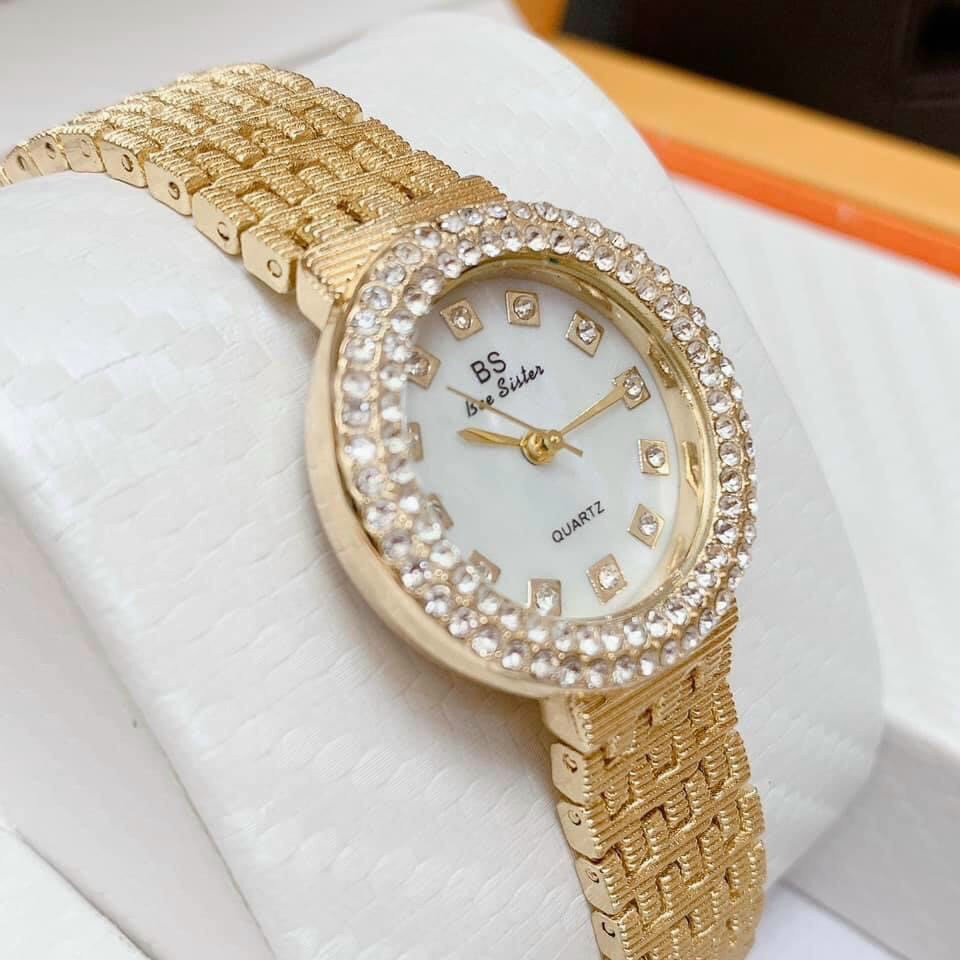 Đồng hồ thời trang nữ BS beesister BS03 viền đính đá mặt chấm tuyệt đẹp | BigBuy360 - bigbuy360.vn