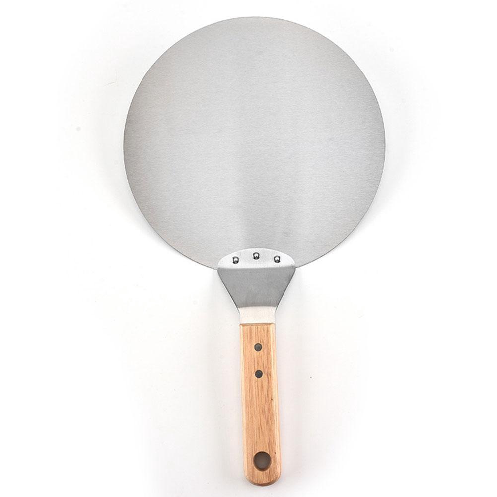 Stainless Steel Pizza Peel Bakers Round Paddle Wooden Handle Baking Tray E6D8