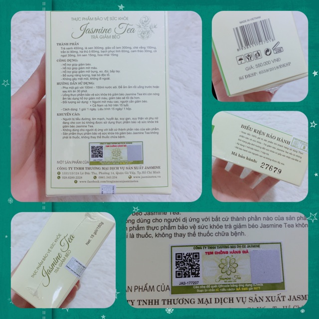Trà Giảm Mỡ Jasmine Tea Chính Hãng