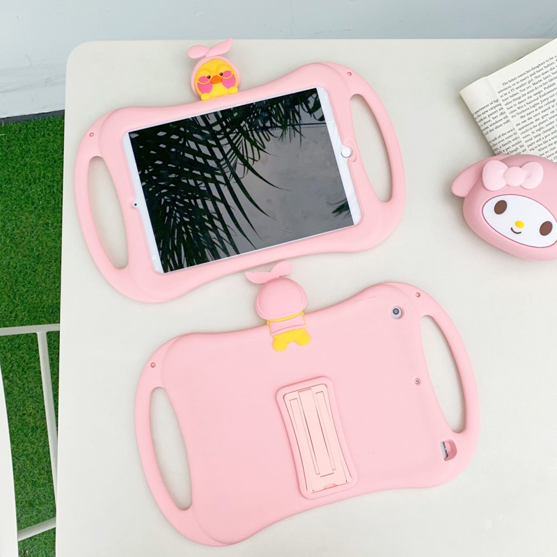 Ốp Điện Thoại Silicon Có Giá Đỡ Hình Chú Vịt Hồng Dễ Thương Cho Ipad 5 / Ipad6 / Pro / Ipad2 / 3 / 4 / Mini5