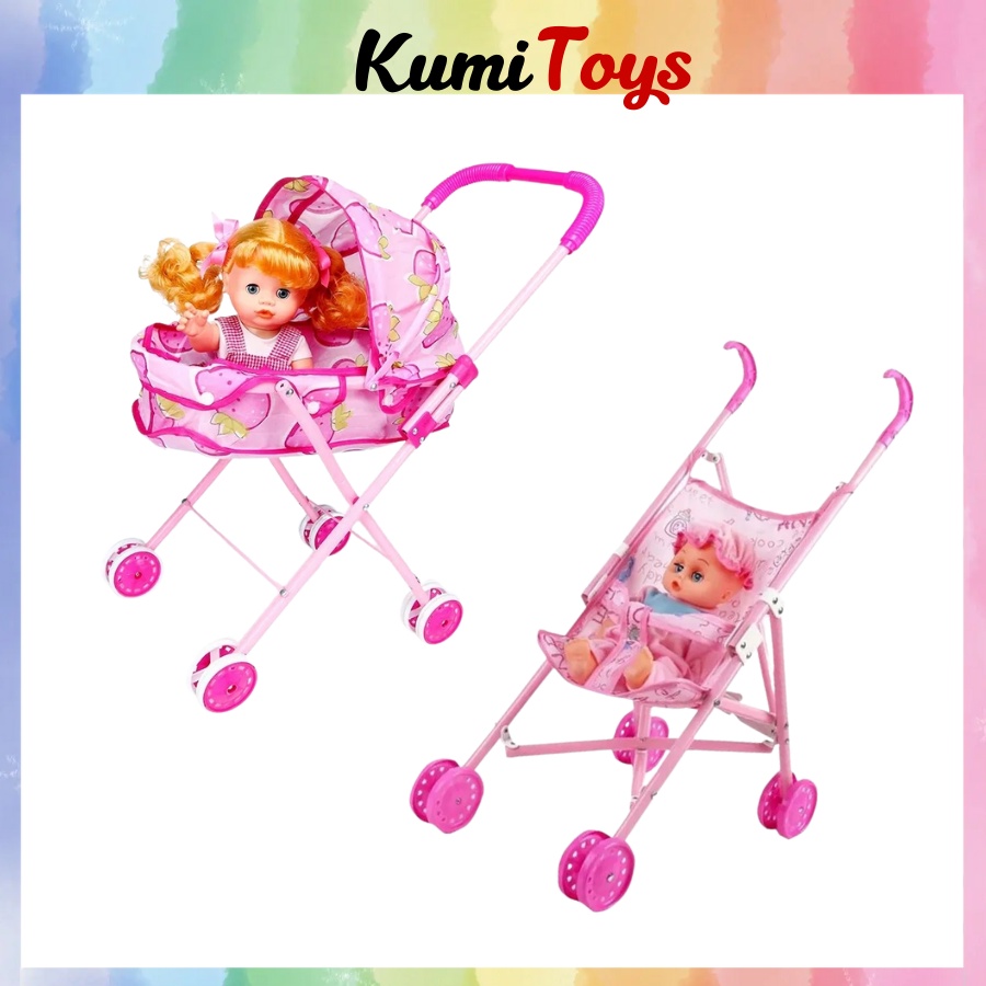 Đồ chơi xe đẩy búp bê cho bé gái Kumi toys