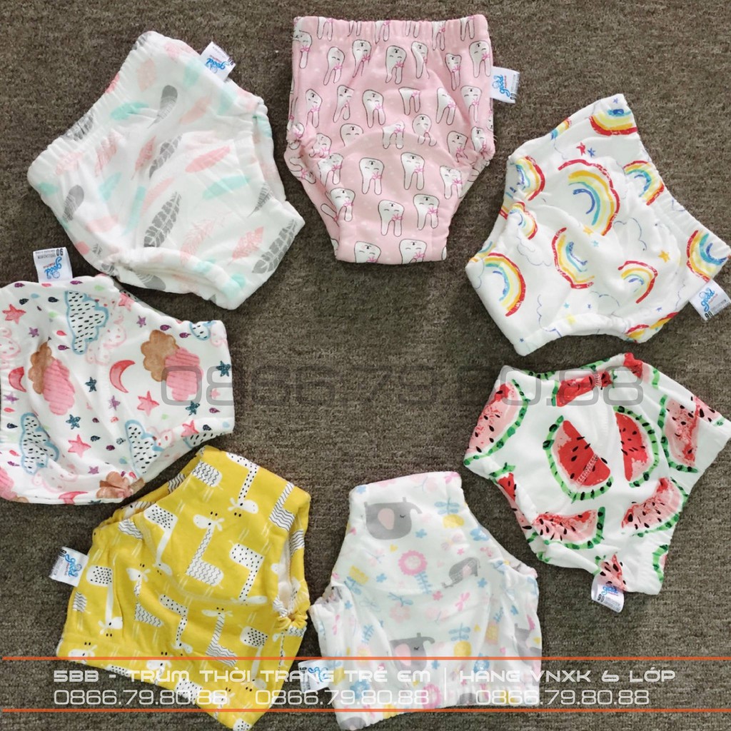 Quần bỏ bỉm- Bỉm vải chất cotton 6 lớp cho bé size 8-12kg