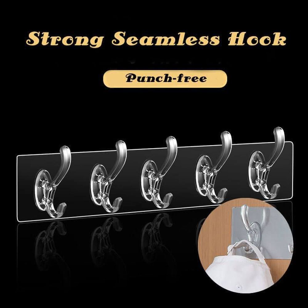Móc treo đồ gắn tường trong suốt loại 3/5/6 hàng tiện dụng