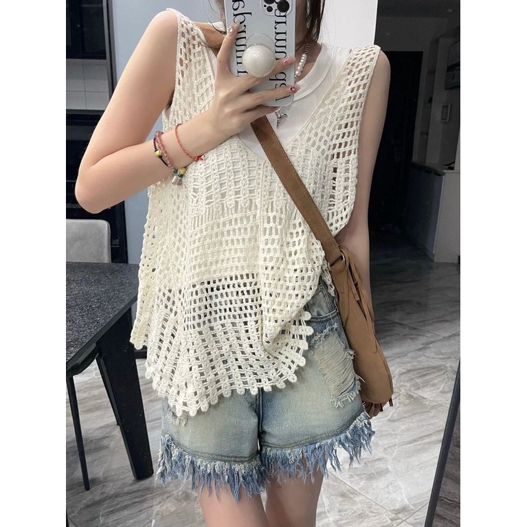 Áo Dệt Kim Sát Nách Thời Trang Mùa Hè Cho Nữ