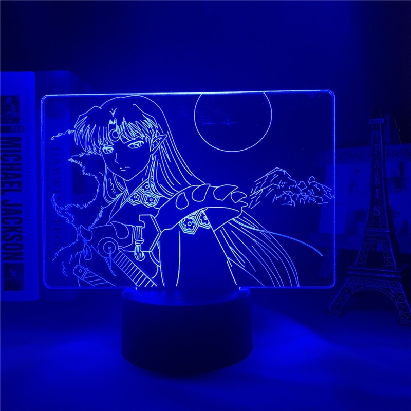 Đèn Ngủ LED Nhiều Màu Sắc Hình InuYasha Sesshomaru Cảm Ứng Điều Khiển Từ Xa Làm Quà Tặng Mát Mẻ + W * S
