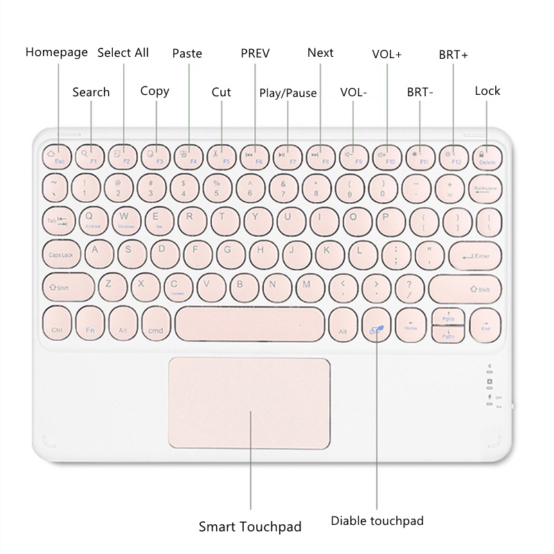 Ốp Máy Tính Bảng Có Bàn Phím Bluetooth Không Dây Cho iPad Touchpad 10.2 '' iPad 7th / 8th / 9th Gen 10.9 '' Air4 / Air5 2021 / 2020 Pro 11 ''