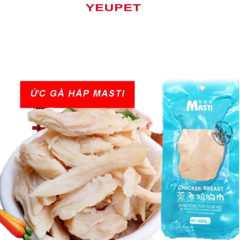 Ức gà hấp Masti cho chó mèo 40gr - ức gà hấp ăn liền