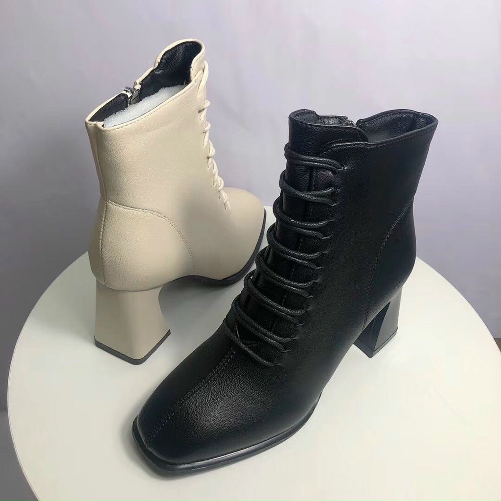 Boot cổ cao buộc dây gót sơn cách điệu cực chất- BT809