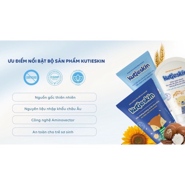 [Chính hãng] Kem Bôi Da cho bé Giảm Mẩn đỏ, Hăm, Dịu Ngứa nhanh KUTIESKIN 30g