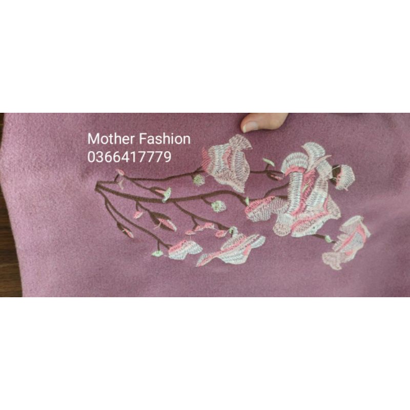 Áo khoác dạ nữ trung niên, áo dạ thêu hoa cao cấp cho mẹ cho bà MF111