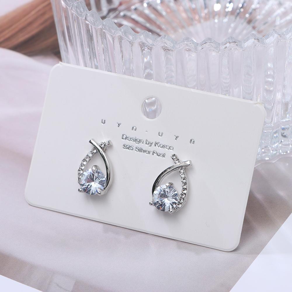 Khuyên Tai Đuôi Cá Đính Hạt Chữ Thập OKDEALS|Quà Tặng Valentine Mạ Vàng 18k Nhiều Màu Sắc|Dây Chuyền Mạ Vàng
