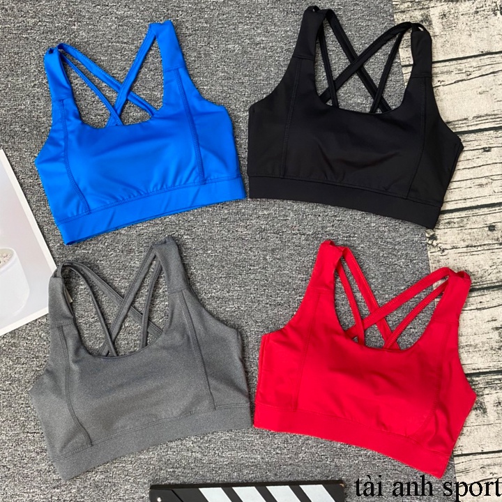 Áo bra tập gym, yoga chất thun 4 chiều, đan dây chéo sau lưng