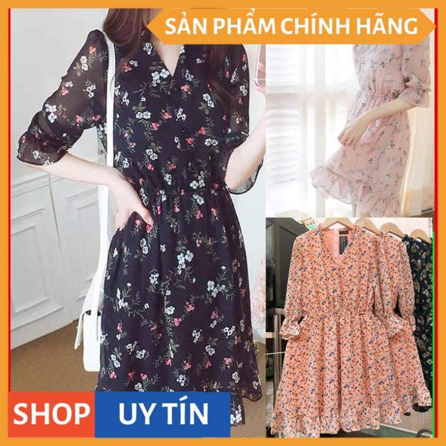 Đầm suông cổ trụ bèo eo nhúng - vải siêu đẹp (em không có hoa giống nên làm hoa tương tự như hình chụp ạ) VADA - D666