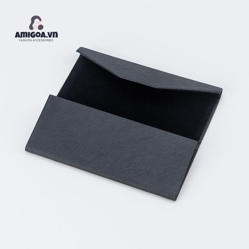 Hộp Đựng Mắt Kính Bằng Da Hình Tam Giác Ba Chiều Màu Đen