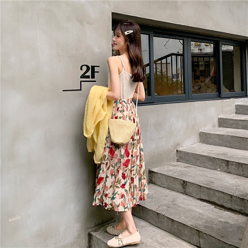 Chân Váy Xếp Ly In Hoa VD0042