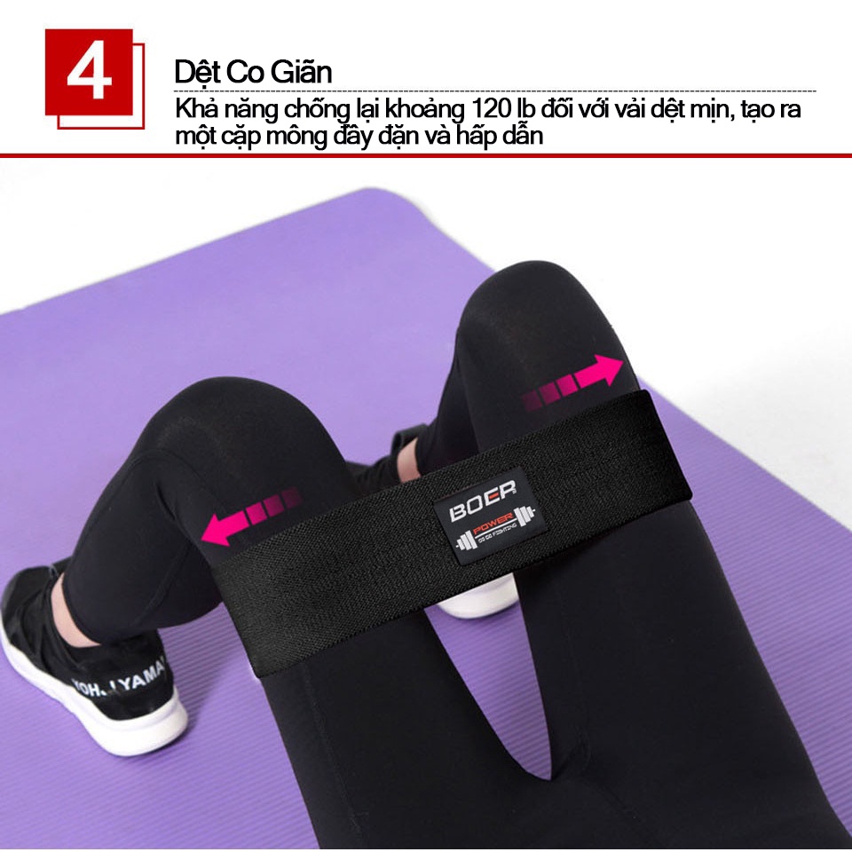 Dây Miniband Tập Mông, Dây Kháng Lực Vải Boer Mini Band đàn Hồi Tập Gym đùi, Chân, Tay,phụ Kiện Tập Gym Chính Hãng