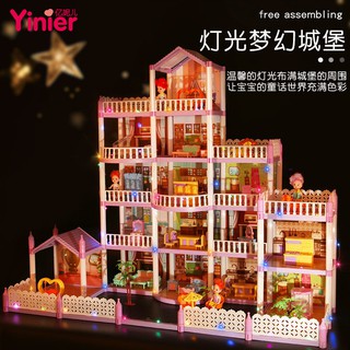 Đồ chơi trẻ em Ngôi nhà búp bê Barbie biệt thự lâu đài công chúa ánh sáng set quà cô gái