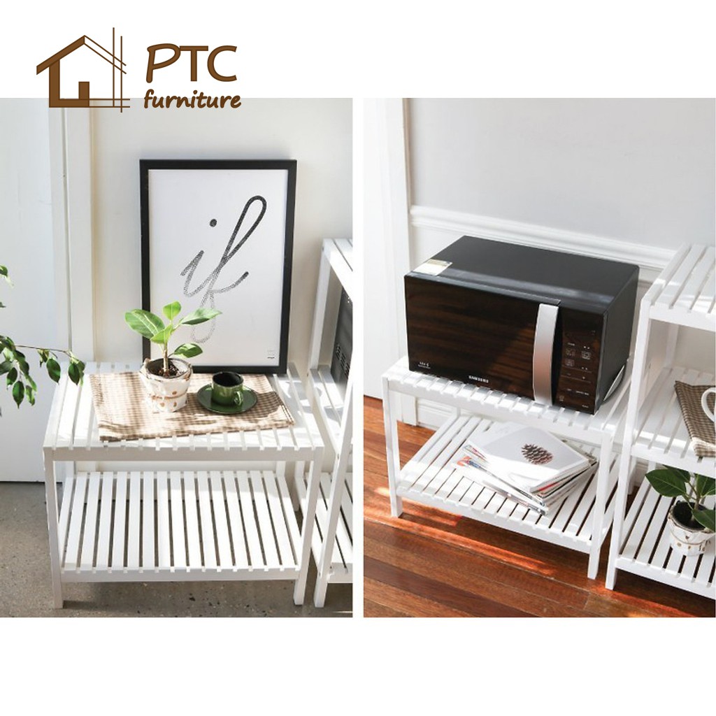 [ Sale Sốc ] Kệ Để Lò Vi Sóng Kệ Đa Năng Gỗ Thông 2T PTC FURNITURE Oven Rack 2F Nội Thất Lắp Ráp