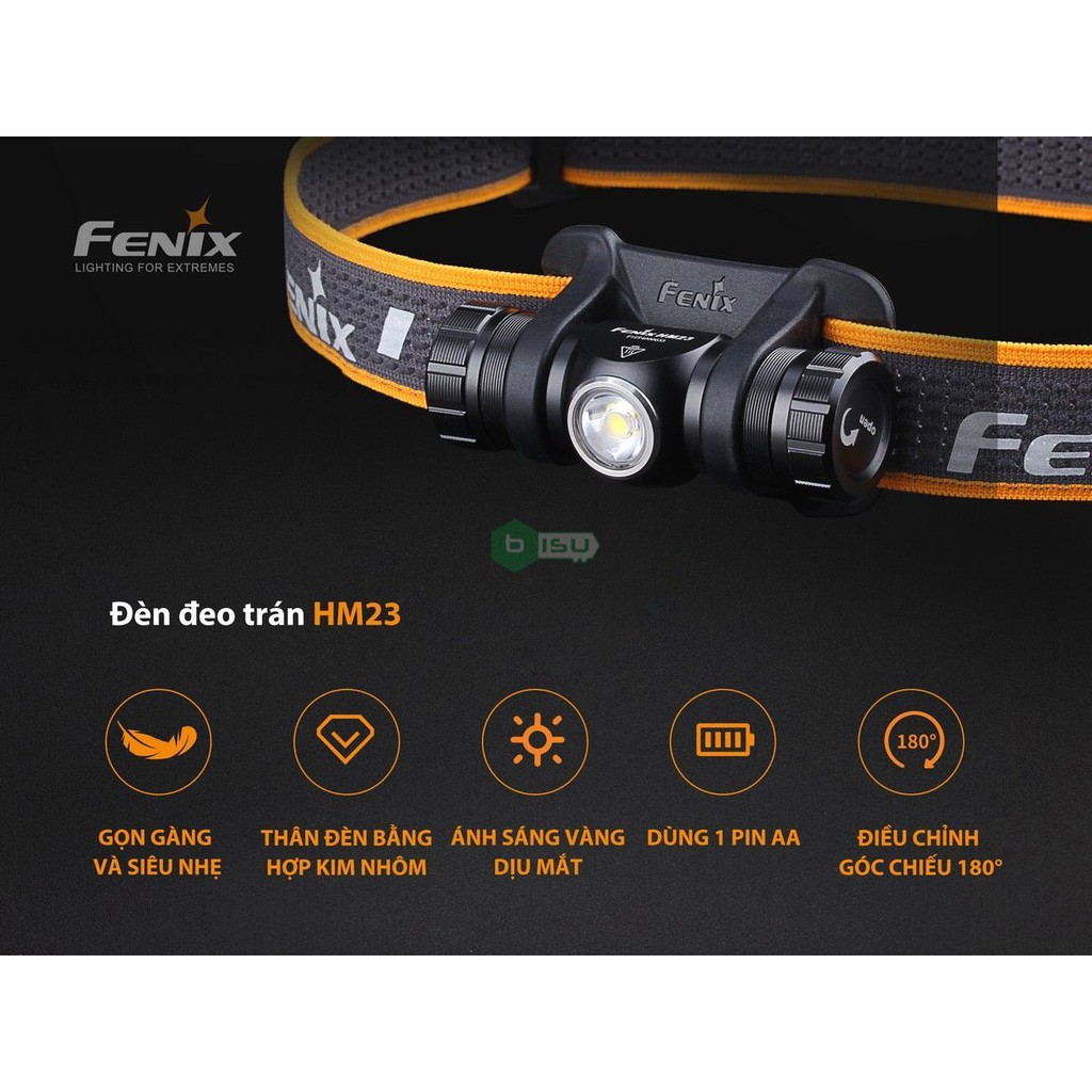 ĐẠI LÝ ĐỘC QUYỀN FENIX - Đèn pin Fenix - HM23 - 240 Lumens (Ánh sáng vàng)