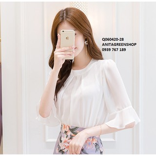 Q060420 ÁO VOAN NỮ PHỐI TAY LOE
