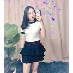 BÁN SỈ Áo phông chữ vintage dáng ôm croptop