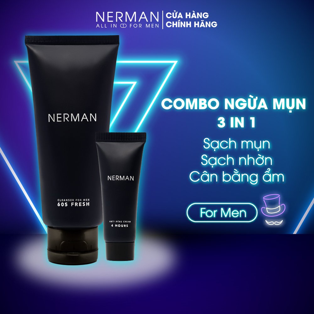 Combo ngừa mụn nam giới Nerman Anti-Acne