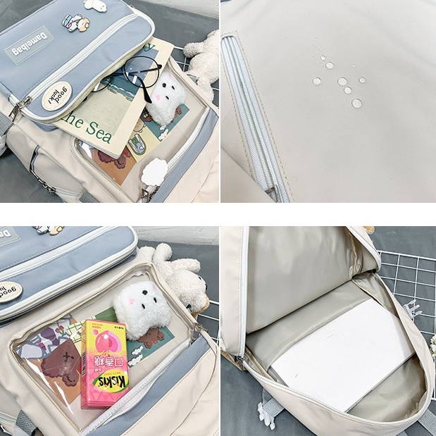 Balo ulzzang cao cấp kiểu dáng thời trang Dame Good luck ( tặng kèm sticker )