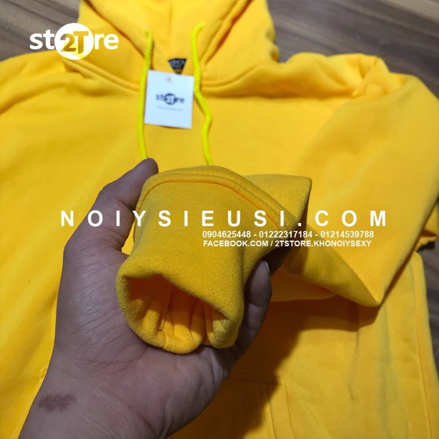 Áo hoodie unisex 2T Store H16 màu vàng hoa Mai - Áo khoác nỉ chui đầu nón 2 lớp dày dặn đẹp chất lượng