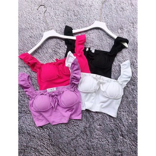 Áo crop top 4 màu trắng/ đen/ hồng tím