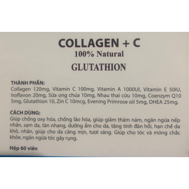 ĐẸP DA SÁNG DA COLLAGEN + C Lọ 60 V