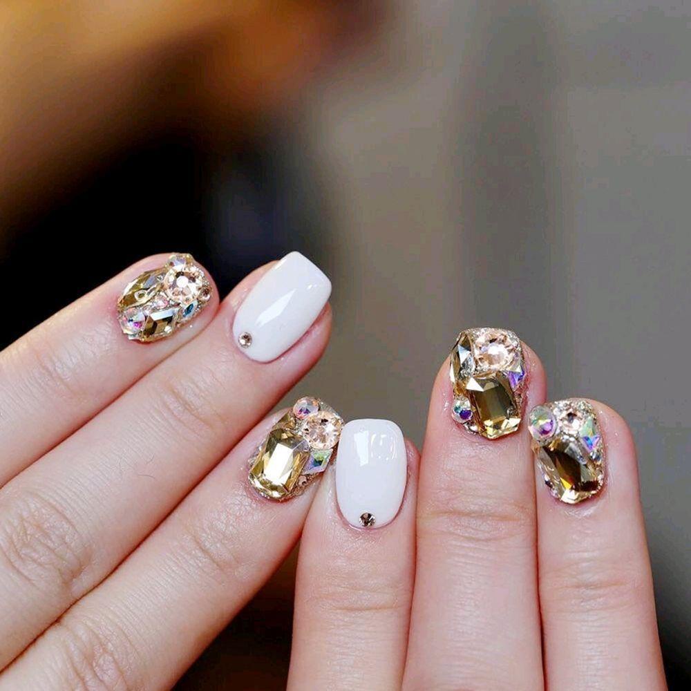 Miếng Dán Trang Trí Móng Tay Nghệ Thuật|Phụ Kiện Trang Trí Móng Tay Hình Trái Tim Sau Lưng Lấp Lánh