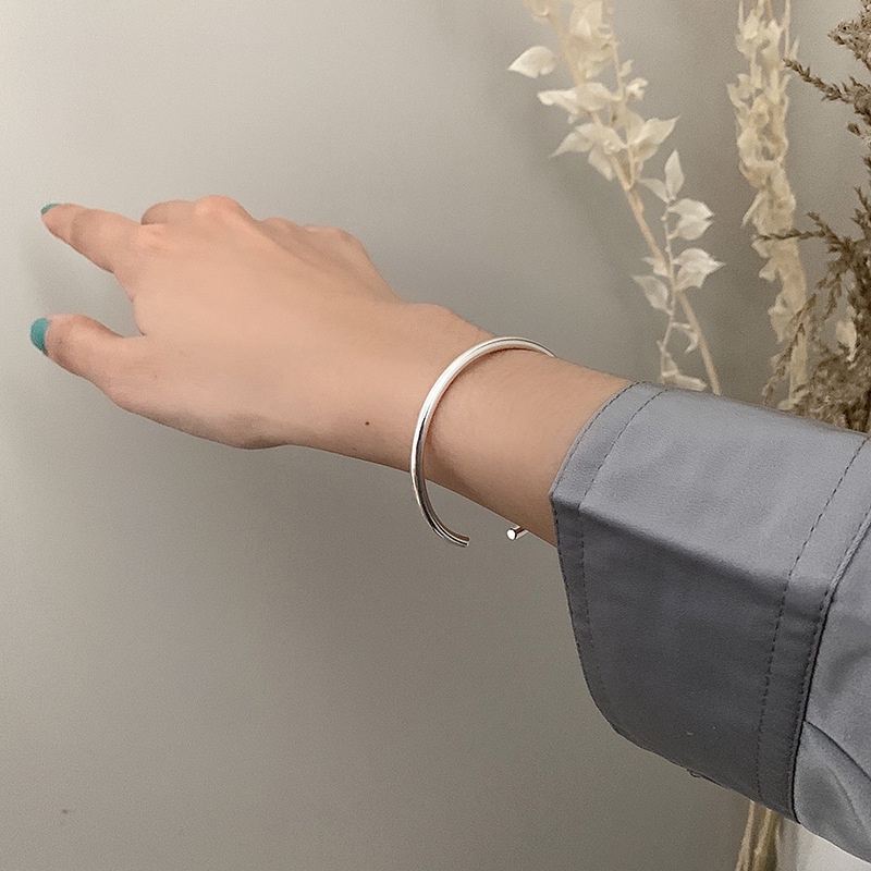 925Vòng Tay Bạc NữinsThủy Triều Tối Giản Lạnh Phong Cảnh Mặt Ánh Sáng Sang Trọng Tính Hoang Dã Mở Vài Thời Trang Vòng Đeo Tay