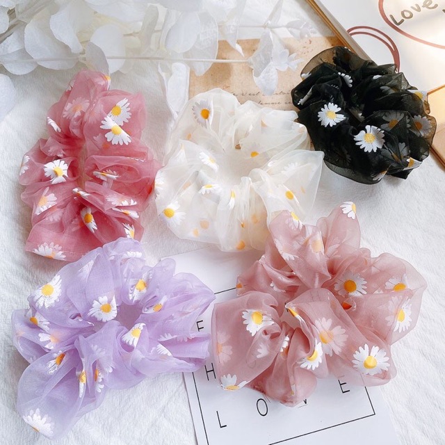 Chun cột tóc Scrunchies hoa cúc