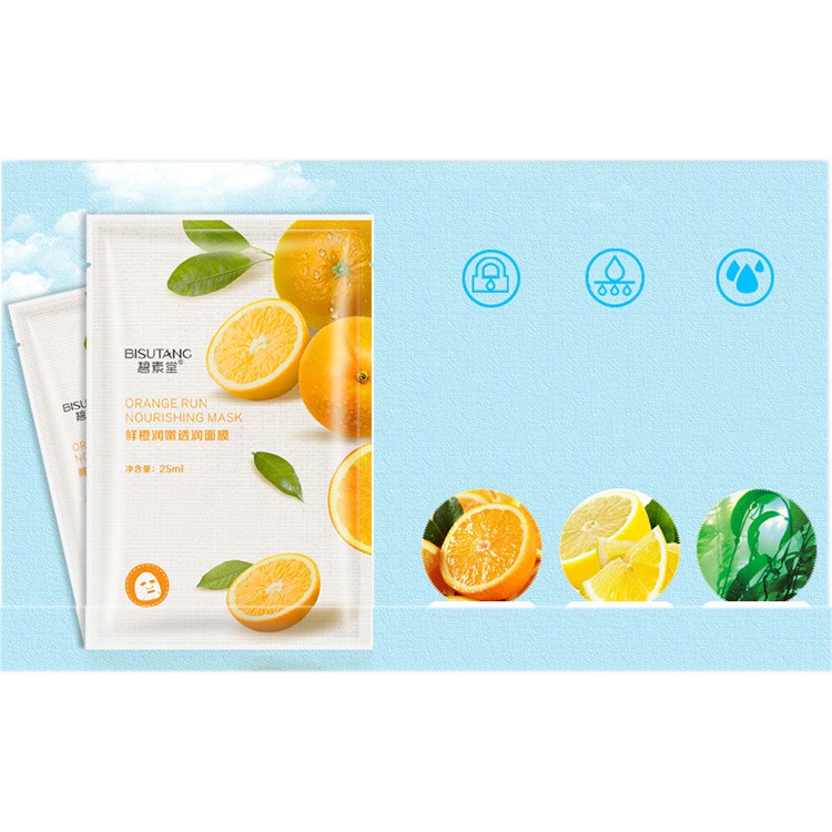 Combo 05 mặt nạ giấy dưỡng da Bisutang từ trái cây dưỡng ẩm giúp kháng khuẩn, mờ thâm hiệu quả, nội địa Trung SPU058