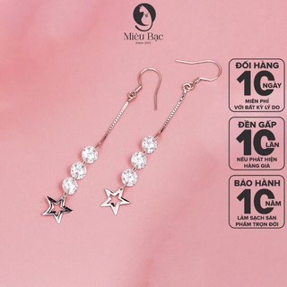 Bông tai bạc nữ Chuỗi Đá Star chất liệu bạc 925 thời trang phụ kiện trang sức nữ Miêu Bạc B400062